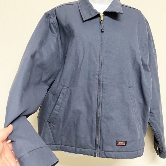 Dickies Mens Navy Blue Quilted Lined Zip Up Pocketed Canvas Work Jacket Size L - Picture 4 of 9